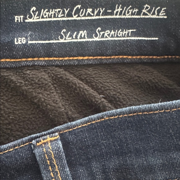 EDDIE BAUER Fleece Lined Denim Jeans 12 Slim Straight Slightly Curvy KL $100 EUC - Picture 4 of 15